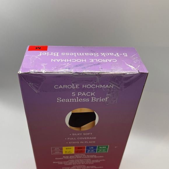 Carole Hochman Women's Seamless Brief 5-Pack Full Coverage, Black/Beige, Size M - Picture 7 of 8